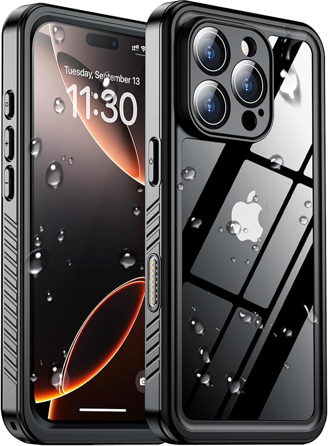 SPIDERCASE for iPhone 16 Pro Max Case Waterproof, Built-in Screen & Camera Protector [IP68 Underwater][Full Body Shockproof][Dustproof] 12FT Heavy Duty Rugged Phone Cover 6.9 inch, Black