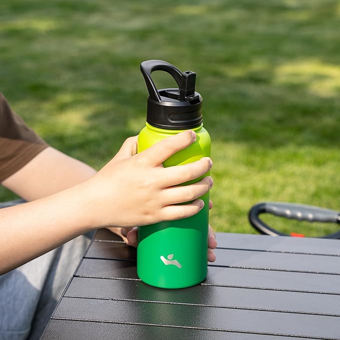 Konokyo Insulated Water Bottle 24oz Stainless Steel Sport Bottles with 3 Lids,Bamboo Grove