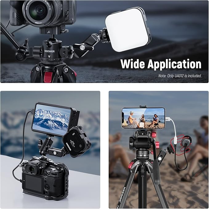 NEEWER Flexible Articulating Magic Arm with Dual Ball Heads, CNC Machined Aluminum Alloy with 1/4" Screws&Holes for Camera Monitor, LED Light, Microphone, Tripod, Compatible with SmallRig Cage, UA012