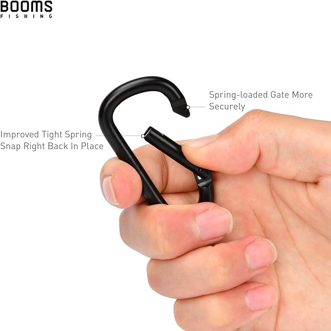 Booms Fishing CC2 Carabiner Clip, 2.3" Small Carabiner Keychain, Multi-use Aluminium D Ring Caribeener Clips