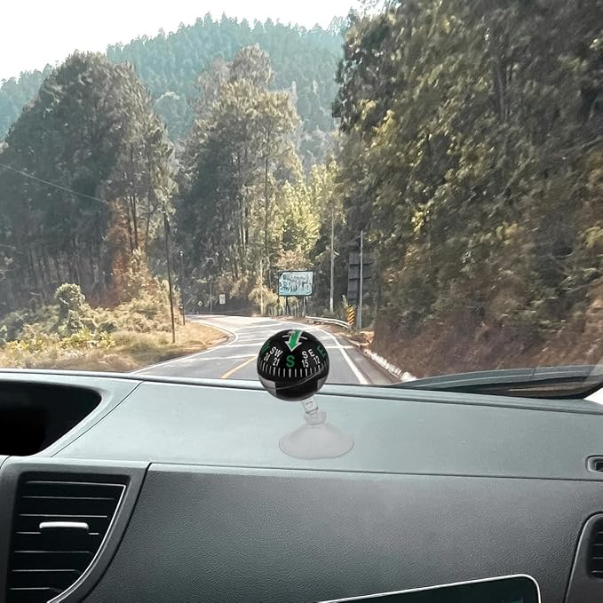 Amosfun Car Dashboard Compass with Suction Cup Portable High Precision Navigation Compass for Automotive and Boat Use Ideal for Travel and Outdoor Activities Compact 2.83X1.49X1.49 Inch