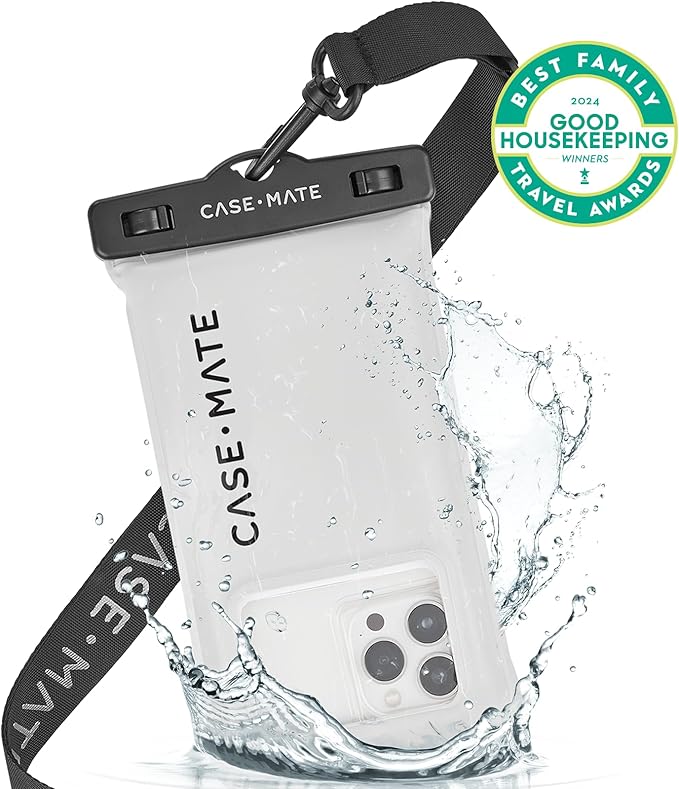 Case-Mate IP68 Waterproof Phone Pouch - Floating Waterproof Phone Case with Crossbody Lanyard - Beach Cruise Ship Travel Essentials - Compatible with All Devices - Touchscreen Friendly - Sand Dollar