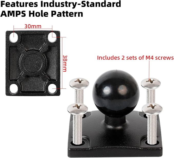 Aluminum Heavy-Duty GPS Mount with AMPS Square Plate Base for Garmin, Replacement for Suction Cup Windshield Mount, Compatible with Nuvi 2577LT 42LM 44 52LM 54 55LMT 56 2457 249