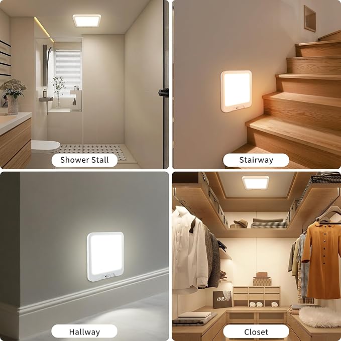 Meliya USB C Rechargeable Motion Sensor Ceiling Light 550LM with Remote, 3000K 4000K 6000K Magnetic Wireless LED Ceiling Light Battery Powered for Shower Stairs Hallway Porch Pantry Garage Patio Shed