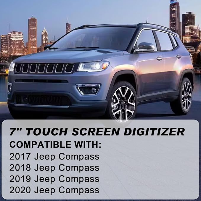 7" Uconnect Touch Screen Display Compatible with 2017 2018 2019 2020 Jeep Compass # TDO-WXGA0700K00057-V1 TDO-WXGA0700K00033-V2 with Bracket(No 8.4'')