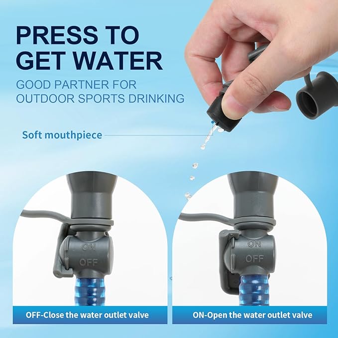 1.5L/2L/3L Hydration Bladder, INOXTO Water Bladder with Water Reservoir Hose Insulator & High Flow Bite Valve for Hiking Backpack, Leak Proof 1.5/2L/3L Water Reservoir for Camping Cycling Running