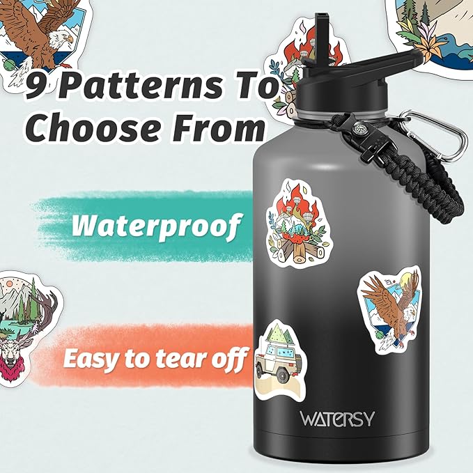 87oz Insulated Water Bottle (Cold for 48 Hrs),BPA Free&Leak Proof,1.5 Gallon Stainless Steel Water Flask,Water Jug with Straw Spout Lids for Gym,Hiking,Camping,Grey Black