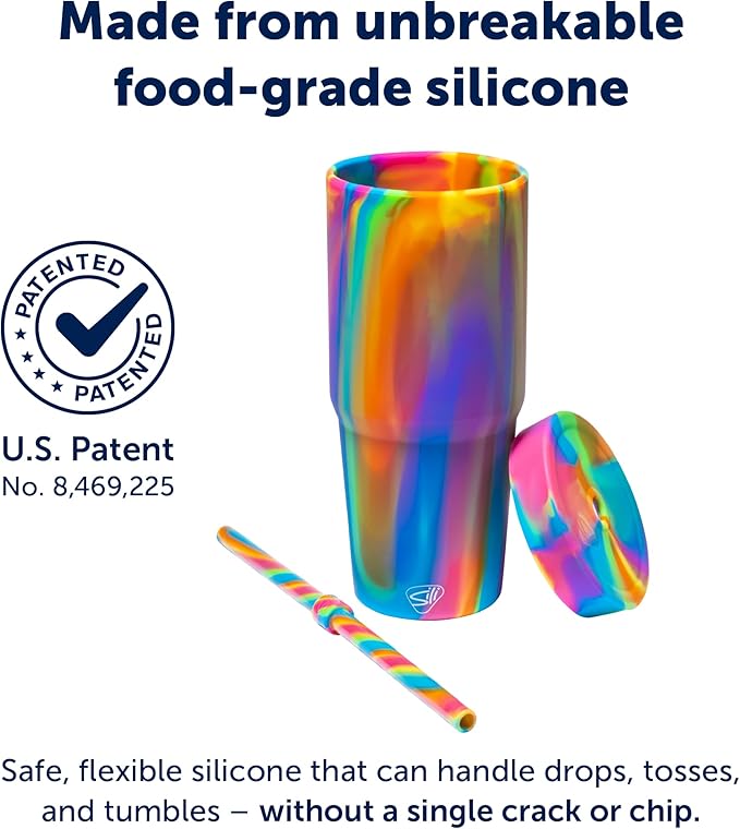 Silipint: 32oz Silicone TUMBLER CUP, Unbreakable, Non-Toxic, Dishwasher Safe (Sun Storm, 32oz - Pack of 4)