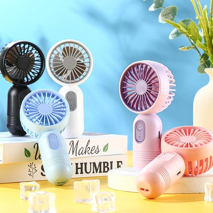 Rossesay 48 Pcs Mini Portable Fan Bulk Cute Handheld Lightweight Small Little Personal Hand Eyelash Fan 3 Speeds USB Rechargeable for Women Men Indoor Outdoor Makeup Travel (Multicolor)