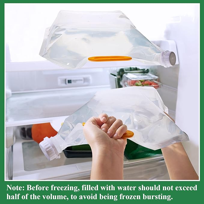 Tessco for you 8 Pack 1.3 Gallon Collapsible Water Storage Bag Water Container Emergency Jug Plastic Storage Pouch Freezable Carrier Tank Foldable Bottle for Outdoor Sport Camping (Clear)