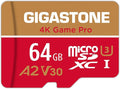 【For Switch 1 Only】GIGASTONE 64GB Micro SD Card, 4K Game Pro, MicroSDXC Memory Card for Gaming Console, Security Camera, UHD Video, up to 95/35MB/s, UHS-I U3 A2 V30 【5-Years Data Recovery】
