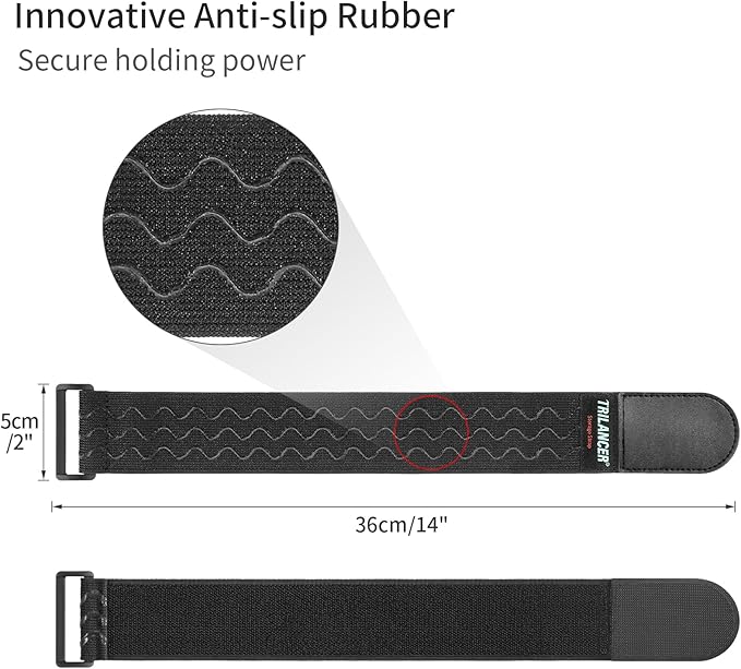 Trilancer Elastic Cinch Straps with Anti-Slip Strips, 14 "x 2" (6 Pack) Multipurpose Hook and Loop Bundling Straps for Hose, Cords, Bike, Luggage, Camping, Yoga Mats
