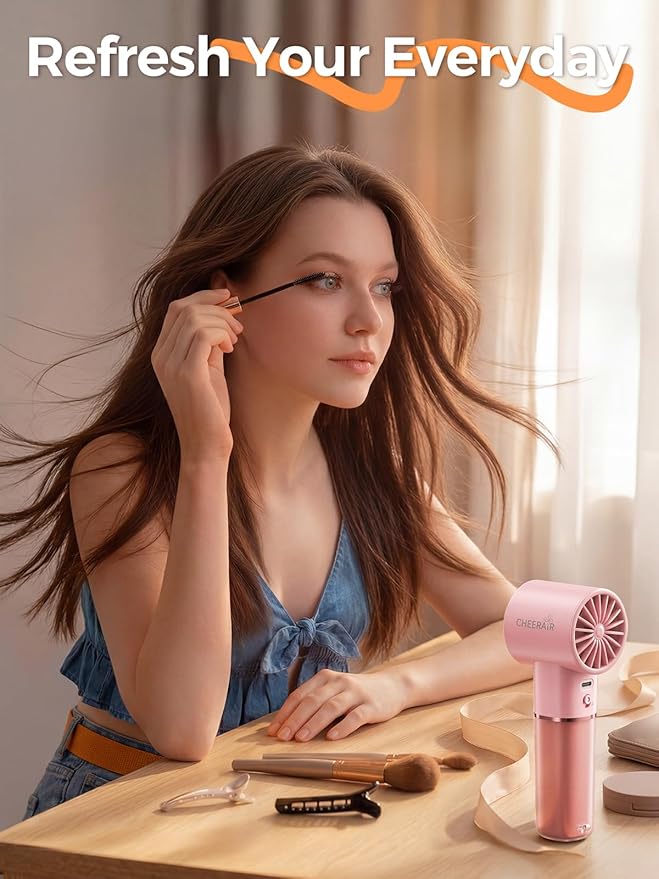Handheld Portable Fan, 6-Speed Powerful Mini Personal Fan, Rechargeable 5000mAh Battery with Up to 15 Hours Runtime, Pocket Turbo Fan with Smart LED Display, Ideal for Travel, Camping, Makeup