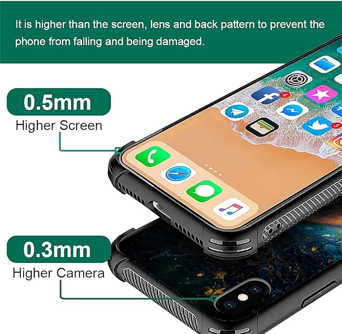 for iPhone X/Xs Case, Star Cave Hungry Wolf Pattern Graphic Design Girl Boy Soft Silicone Hard Acrylic Shock Protection for iPhone X/Xs