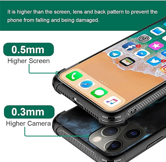 for iPhone 11 Pro Case, Blue Breathing Wolf Pattern Graphic Design Girl Boy Soft Silicone Hard Acrylic Shock Protection for iPhone 11 Pro