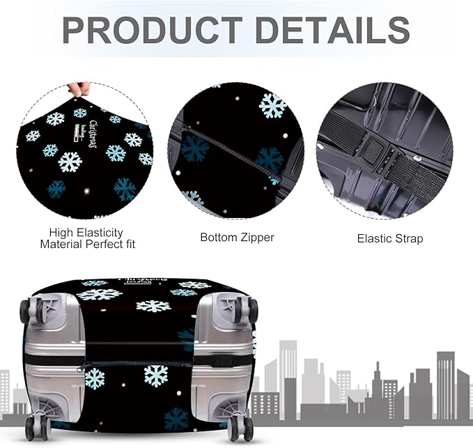 ANNA QUEEN Christmas Loading Luggage Cover, Funny Snowflake Design Suitcase Protector, Stretchable Washable Travel Sleeve for 28-30 Inch Luggage