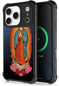 for iPhone 17 Pro Case,for MagSafe Graphic Design for Girl Boy Soft Silicone Hard Acrylic Shock Protection Designed for iPhone 17 Pro Red Virgen Guadalupe Pattern