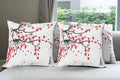 Ambesonne Nature Throw Pillow Cushion Case Pack of 4, Sakura Blossom Japanese Cherry Tree Garden Summertime Vintage Cultural Print, Modern Accent Double-Sided Digital Printing, 16", Grey Vermilion