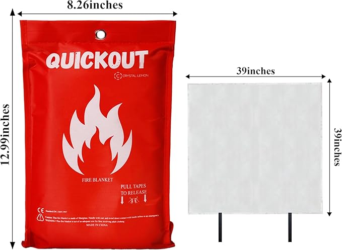Crystal Lemon Fire Blanket 8-Pack, Home and Kitchen Fire Safety Blankets, Heavy-Duty, Large Fire Retardant Covers Made of Durable Glass Fiber, CL-Fire-01