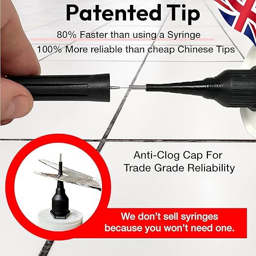 Floor-Fix Pro The Original Adhesive - Extra Strength - Fix Loose & Hollow Tiles, Repair Squeaky Wood Floor - All in One 5/64” Patented Stainless Steel Injection Tip + Anti Clog Cap (10.1 Fl Oz) (3)
