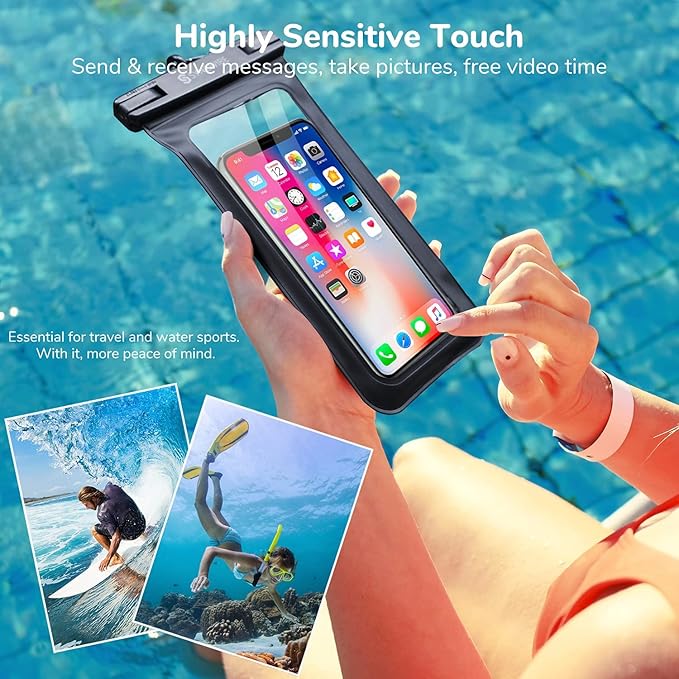 SYNCWIRE Waterproof Phone Pouch [2-Pack] - Universal IPX8 Waterproof Phone Case Dry Bag with Lanyard Compatible with iPhone 15/14/13/12/11 Pro Max SE XS XR X Samsung S23 S22 and More Up to 7 Inches