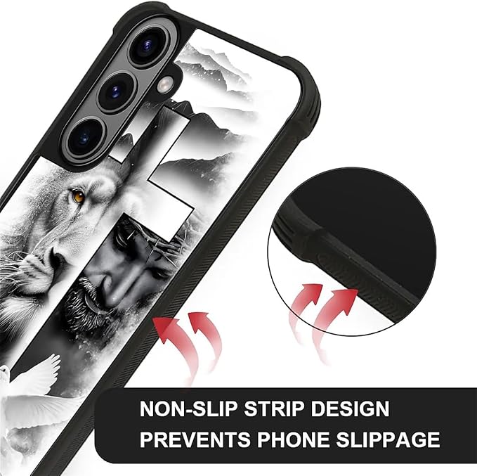 for Samsung Galaxy S26 Plus Case,Graphic Design for Girl Boy Soft Silicone Hard Acrylic Shock Protection Designed for Samsung Galaxy S26 Plus Lion Cross Jesus Christ Dove Pattern