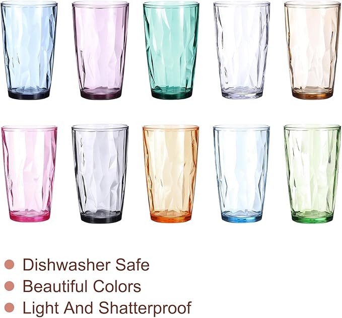 uxcell 17oz Acrylic Drinking Glasses, 2Pcs Plastic Reusable Tumblers Drinkware Unbreakable Water Glasses Cups Stackable & Dishwasher Safe for Home Outdoors Restaurant, Orange