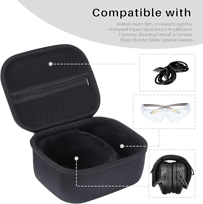 Storage Case Compatible with Walker's Razor Slim Shooting Hearing Protection Electronic Earmuffs