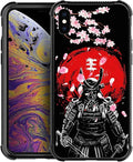 for iPhone X/Xs Case, Sakura Japanese Samurai Pattern Graphic Design Girl Boy Soft Silicone Hard Acrylic Shock Protection for iPhone X/Xs
