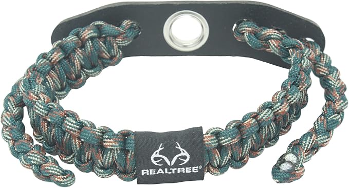 Realtree® Paracord Archery Bow Wrist Sling - 100% Full Grain Leather 550 Paracord