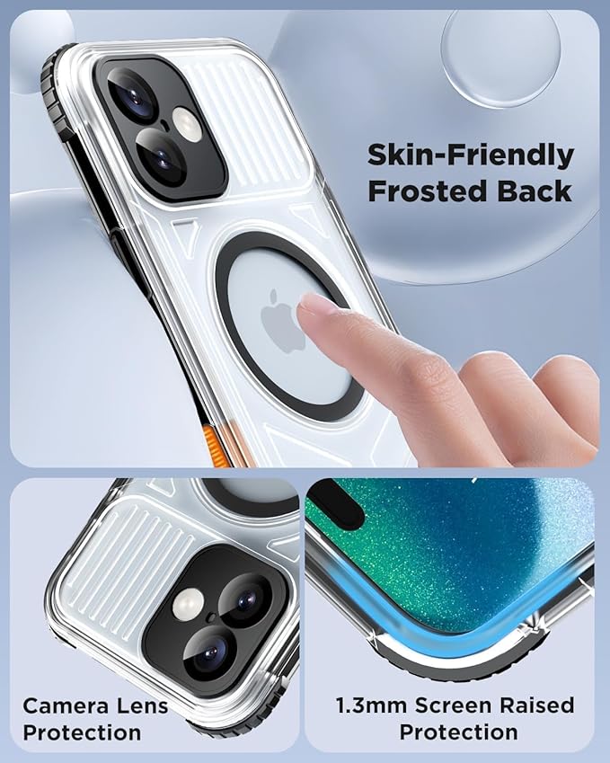 for iPhone 16 Waterproof Case with Magsafe, Built-in [Camera & Screen Protector] [Lanyard], IP68 Water Proof Full Body Dustproof Heavy Duty Frosted Protective Phone Cover, 6.1" Black