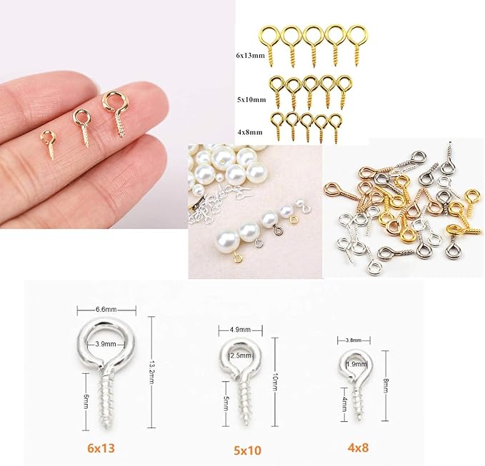 Pack of 200,Multipurpose Alloy Eye Bolts Hook Screw Eye Nails Pin Bail for DIY Jewelry Making Accessaries (Bronze, 6x13mm(L))