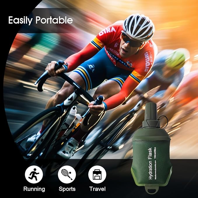 WILDREEDS 500ml Soft Flask, TPU Collapsible Soft Water Bottle for Hydration Pack, Running Vest, Folding Water Bottle for Hiking Cycling Climbing-2Pcs, Green