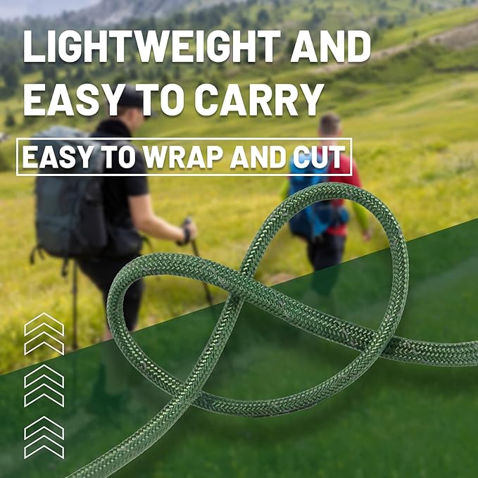 SDHUATUO Paracord Rope 200FT, 550lb Type III Nylon Parachute Cord 7-Strand Core with Reflective Strips, Utility String for Survival, Camping Gear, Hiking, DIY, Crafting, Outdoor, ArmyGreen