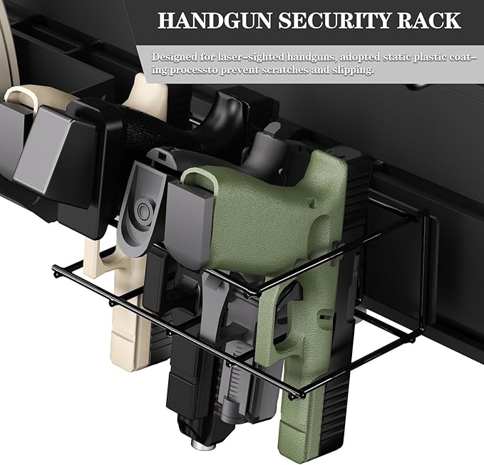 Wall Rack System - Heavy-Duty Aluminium Tactical Storage for Rifles, Carbines, Shotguns & Handguns, Modular Slatwall Organizer Holds up to 3 Rifles, 7 Pistols & 4 Mags