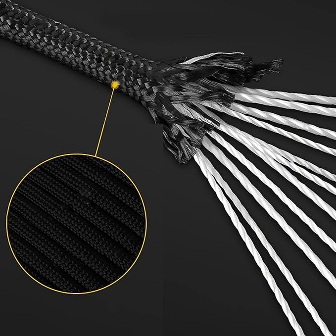 MOOCY Diamond Pattern Paracord 550,5/32 in x 164 ft (4mm x 50m),7 Inner Strands/Parachute Cord,Nylon Type III Paracord,Ideal Nylon String for Survival & Camping Gear,Black
