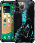 for iPhone 13 Pro Max Case, Blue Breathing Wolf Pattern Graphic Design Girl Boy Soft Silicone Hard Acrylic Shock Protection for iPhone 13 Pro Max