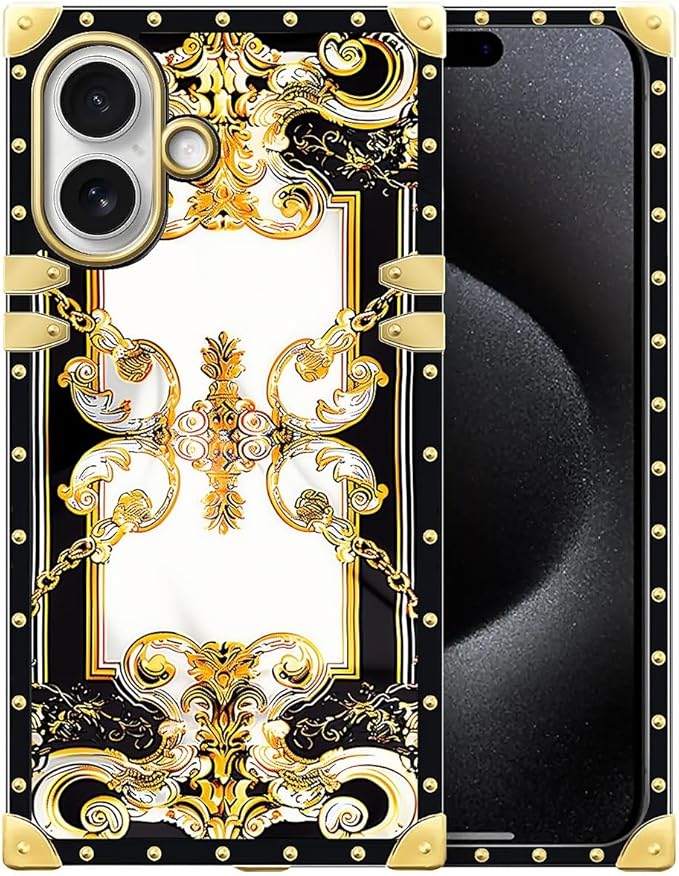for iPhone 17 Case Luxury Golden Decoration for Girl Women Soft TPU Shockproof Protective Hard PC Back for iPhone 17 Crazy Pattern Gold Grain Flowers