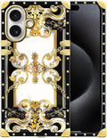 for iPhone 17 Case Luxury Golden Decoration for Girl Women Soft TPU Shockproof Protective Hard PC Back for iPhone 17 Crazy Pattern Gold Grain Flowers
