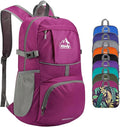 WATERFLY Hiking Packable Daypack Backpack: 25L Ultra Lightweight Day Pack for Woman Man - Small Compact Folding Back Pack for Outdoor Sport Cycling Camping Travel Trip - Rose red