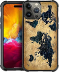 for iPhone 15 Pro Case, Brown World Map Pattern Graphic Design Girl Boy Soft Silicone Hard Acrylic Shock Protection for iPhone 15 Pro