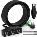 Outdoor Extension Cord 20 Ft with 3 Outlets, 14/3 SJTW 3 Prong Grounded Power Cord, 14 Gauge 14AWG Heavy Duty Power Cable, ETL Listed, 15 Amp 125 V 1875 W-Multiple Outlets for Indoor/Outdoor-Black