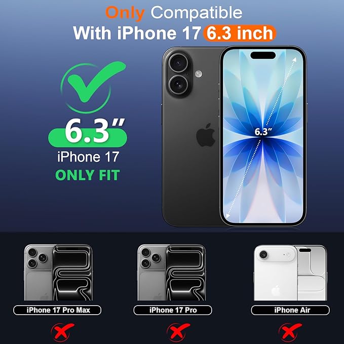 SPIDERCASE for iPhone 17 Case Waterproof, Built-in Lens & Screen Protector, Full Heavy Duty Protection, 12FT Military Shockproof, Dustproof, Anti-Scratched Phone Case,Black/Clear