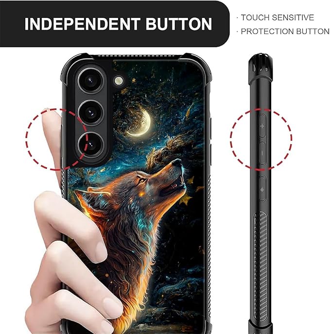 for Samsung Galaxy S23 Plus Case, Star Cave Hungry Wolf Pattern Graphic Design Girl Boy Soft Silicone Hard Acrylic Shock Protection for Samsung Galaxy S23 Plus