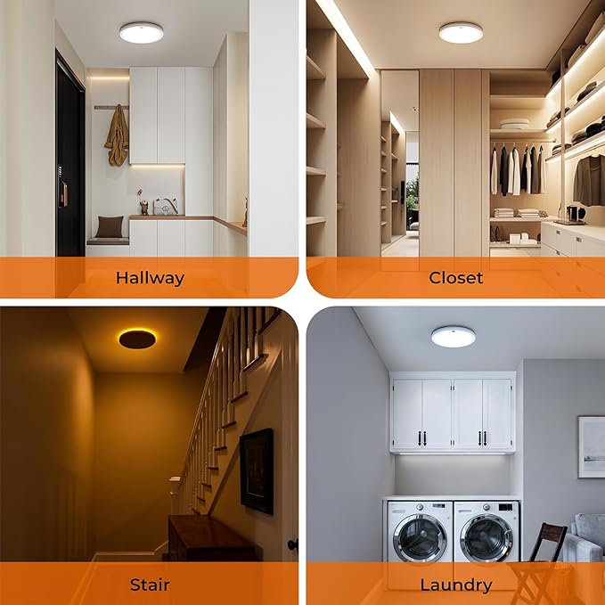 Annaror 2Pack Motion Ceiling Light with Remote, 8.7IN Wired Motion Sensor Light Indoor 3000K/4000K/5000K, Closet Lights Motion Sensored with Timer, Dimmable Motion Activated Light for Hallway Stair