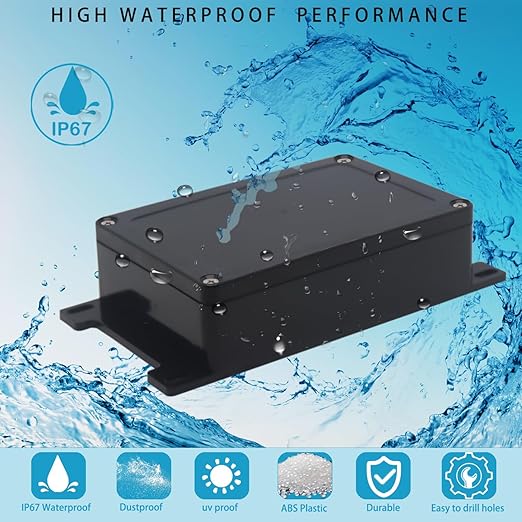 Watertight Junction Box, IP67 Waterproof Project Box Durable ABS Plastic Electronic Enclosure Case for DIY Electrical Project with Wall Fixed Ear 5.91" x 3.94" x 1.73"(150 x 100 x 44 mm)