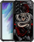 for Samsung Galaxy S21 Plus Case, Entwined Rose Snake Pattern Graphic Design Girl Boy Soft Silicone Hard Acrylic Shock Protection for Samsung Galaxy S21 Plus