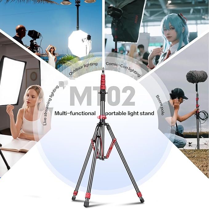 FreeSea Light Stand Aluminum, Adjustable Tripod Stand for Photography, 260cm/102inch Studio Sturdy Tripod for Speedlite Flash Softbox Strobe Light Camera with Carrying Bag