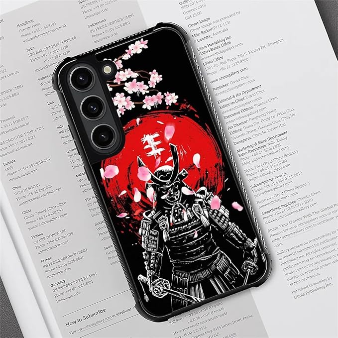 for Samsung Galaxy S23 Plus Case, Sakura Japanese Samurai Pattern Graphic Design Girl Boy Soft Silicone Hard Acrylic Shock Protection for Samsung Galaxy S23 Plus
