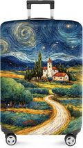 ANNA QUEEN Starry Night Landscape Luggage Cover, Artistic Oil Painting Style Suitcase Protector for 20-22 Inch Bags